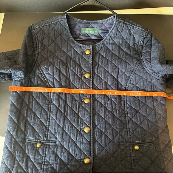 Lauren Jeans Co. Ralph Lauren Blue Quilted Denim Jacket Gold Buttons EUC - Picture 11 of 11